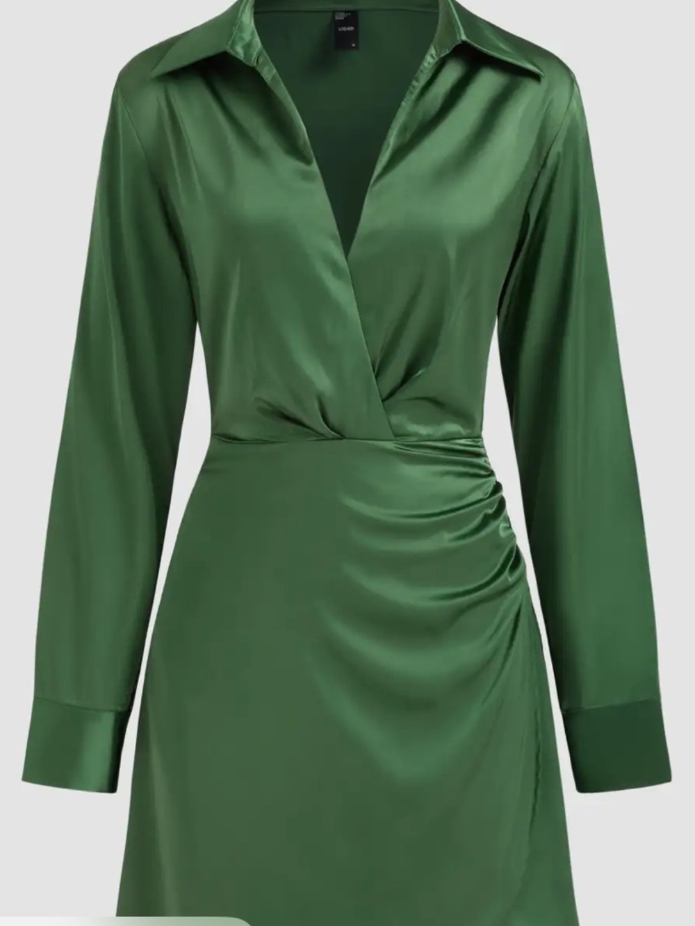 Cider Dirty Martini Green Satin Wrap Shirt Dress SOLD OUT ONLINE - Picture 4 of 11